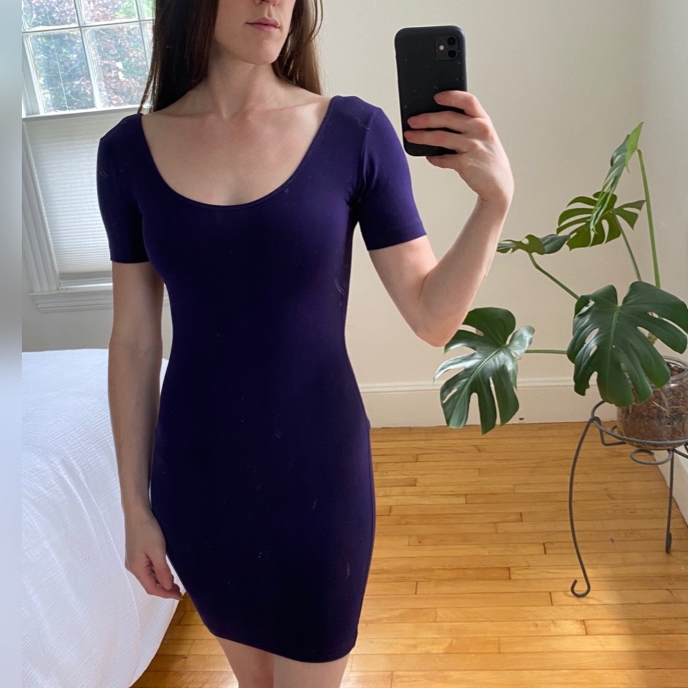 American Apparel U Neck Purple Body-Con Dress